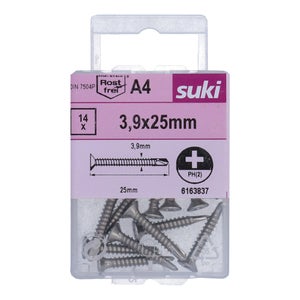 Vis tole tete fraisee 3,9x25 inox A4 lot de 14 pieces