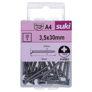 Vis agglo tete fraisee pozidriv 3,5x30 inox A4 lot de 25 pieces