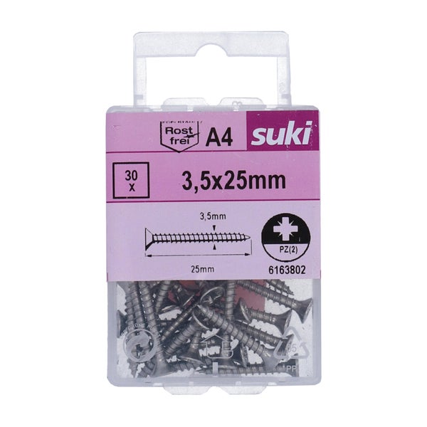 Vis agglo tete fraisee pozidriv 3,5x25 inox A4 lot de 30 pieces