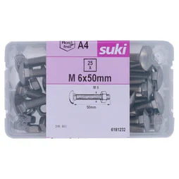 Boulon tete ronde collet carre 6x50 inox A4 lot de 25 pieces