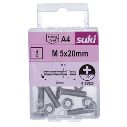 Boulon poelier 5x20 inox A4 lot de 4 pieces