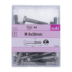 Boulon tete hexagonale 8x50 inox A4 lot de 25 pieces