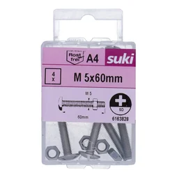 Boulon poelier 5x60 inox A4 lot de 4 pieces