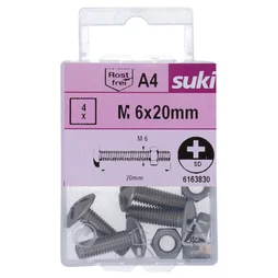 Boulon poelier 6x20 inox A4 lot de 4 pieces