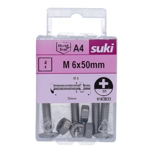 Boulon poelier 6x50 inox A4 lot de 4 pieces