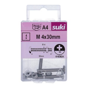 Boulon poelier 4x30 inox A4 lot de 4 pieces