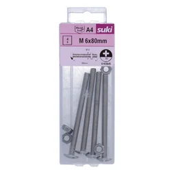 Boulon poelier 6x80 inox A4 lot de 4 pieces