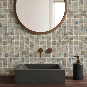 Mosaïque Murale Translucide Mosani - Pâte De Verre Beige - Tapis De Carreaux