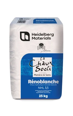 Chaux hydraulique RENOBLANCHE, 25 kg, CALCIA