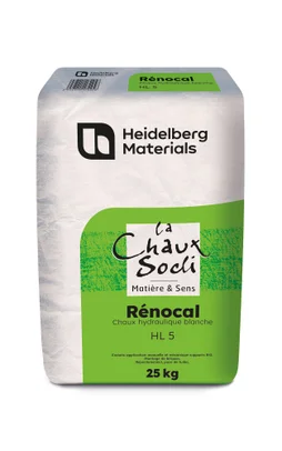 Chaux hydraulique grise RENOCAL, 25 kg, CALCIA