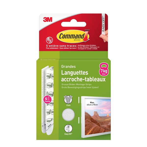 Lot de 4 Languette adhésive blanc Command 3M