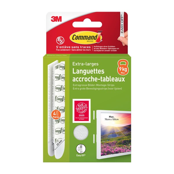 Lot de 4 Languette adhésive blanc Command 3M