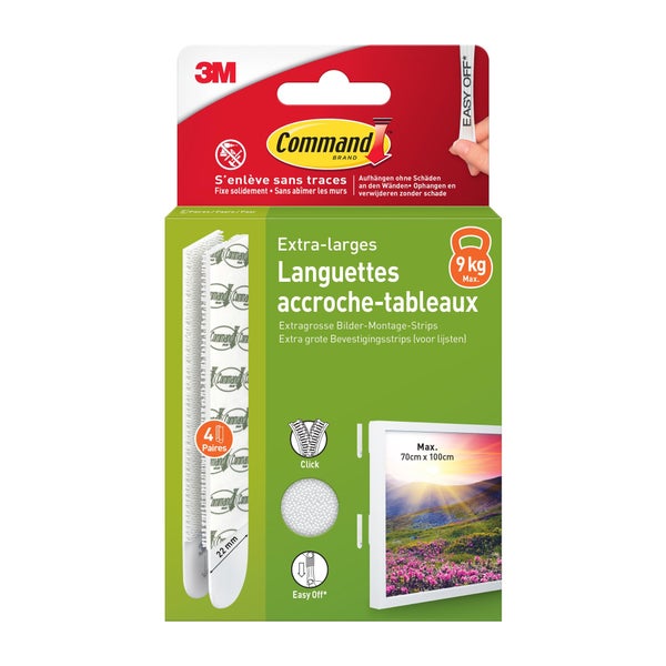 Lot de 4 Languette adhésive blanc Command 3M