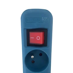 Bloc 3 prises 16A, avec interrupteur câble 1,5m, bleu, LEXMAN