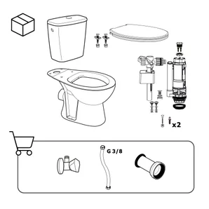 Pack WC à poser sortie horizontal sans bride (sans rebord) Essential SENSEA
