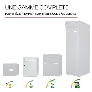 Boîte à colis normalisée ECLIPSE acier blanc mat RENZ, 1 porte extérieure