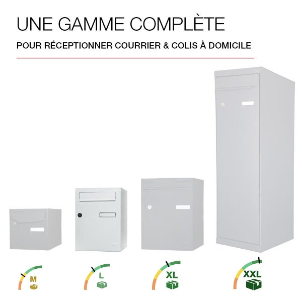 Boîte à colis normalisée ECLIPSE acier blanc mat RENZ, 1 porte extérieure