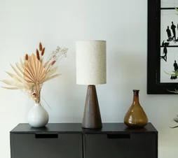 Lampe Louc, bois, ivoire, H.41 cm, E27