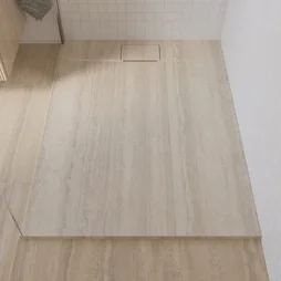 Receveur de douche extraplat, résine, travertin L.120 x l.90 cm, Neo