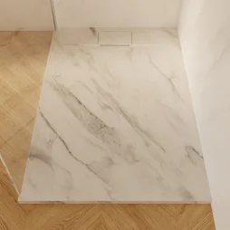 Receveur de douche extraplat, résine, marbre blanc L.70 x l.120 cm, Neo