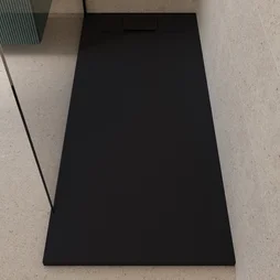 Receveur de douche extraplat, résine, noir L.70 x l.140 cm, Neo
