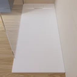 Receveur de douche extraplat, résine, blanc L.160 x l.70 cm, Neo