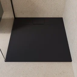 Receveur de douche extraplat, résine, noir L.100 x l.100 cm, Neo