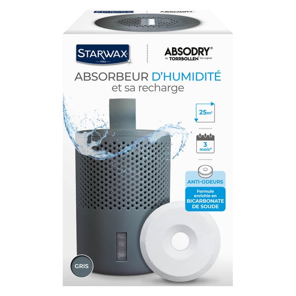 Absorbeur d'humidité STARWAX Gris avec 1 tablette 500g, 25 m²
