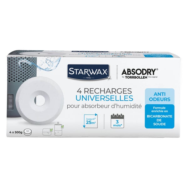 Lot de 4 recharges tablette pour absorbeur d'humidité STARWAX 25m²