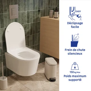 Abattant wc thermodur remix forme d frein de chute declip blanc sensea