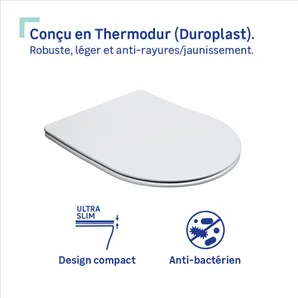 Abattant wc thermodur remix forme d frein de chute declip blanc sensea