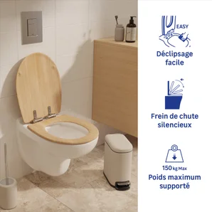 Abattant wc bois compresse purity frein de chute declip chene sensea