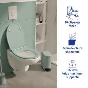 Abattant wc thermodur remix frein chute declip bleu celadon sensea