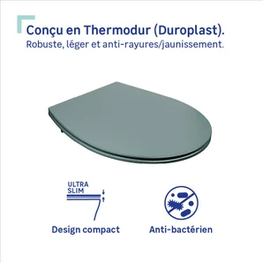 Abattant wc thermodur remix frein chute declip bleu celadon sensea