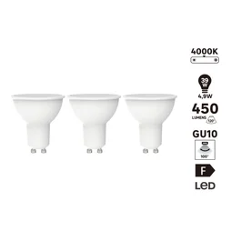 Lot de 3 ampoules led GU10, 1er prix, 4.9lm = 39W