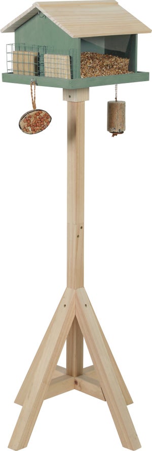 Mangeoire oiseaux du jardin sur pied flora xl 54x54x140cm sauge Zolux