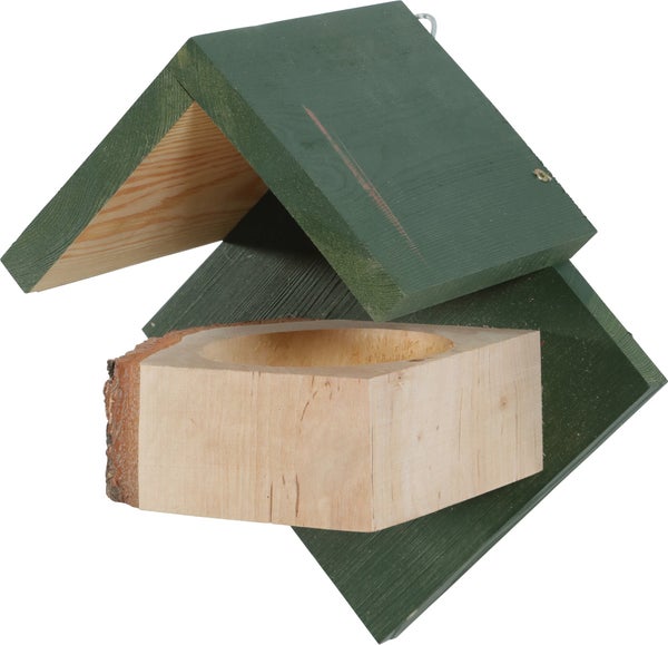 Mangeoire oiseaux du jardin bois 17mm hut m 250x165x275mm vert Zolux