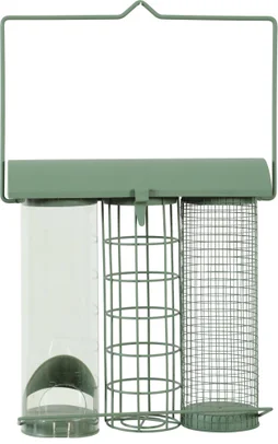 Mangeoire oiseaux du jardin trio métal/plast 75x210x350mm sauge Zolux
