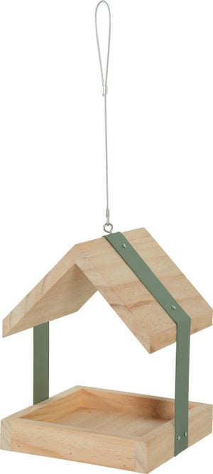 Mangeoire oiseaux du jardin bois metal l 19x19x25cm sauge Zolux