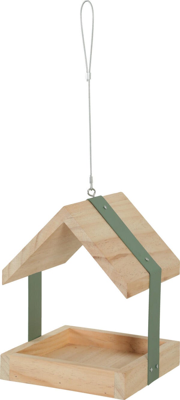 Mangeoire oiseaux du jardin bois metal l 19x19x25cm sauge Zolux