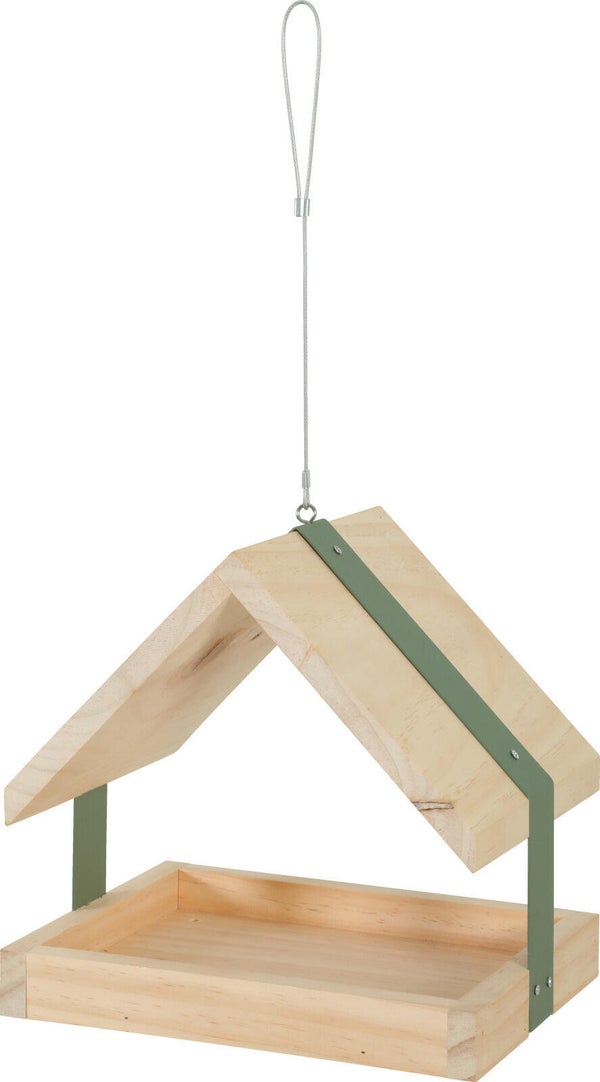 Mangeoire oiseaux du jardin bois metal xl 26x20x20cm sauge Zolux
