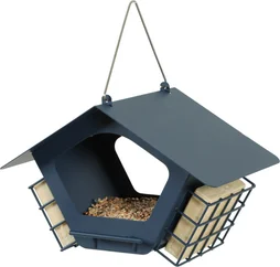 Mangeoire oiseaux du jardin cabane duo xl 30x19x20cm marine Zolux