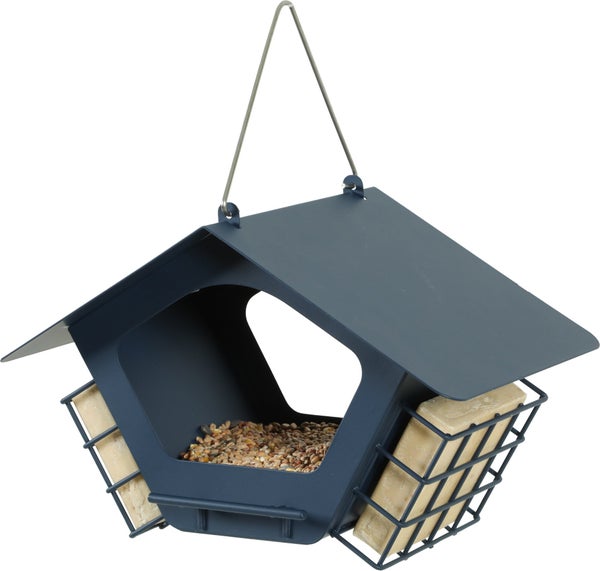 Mangeoire oiseaux du jardin cabane duo xl 30x19x20cm marine Zolux