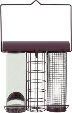 Mangeoire oiseaux du jardin trio métal/plast 75x210x350mm cerise Zolux