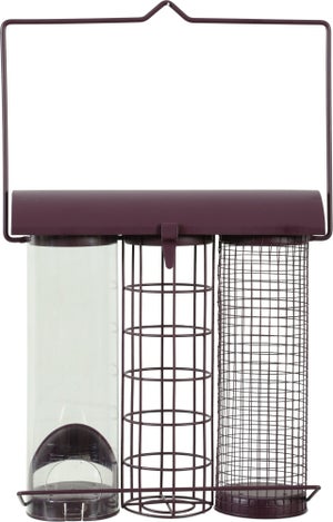 Mangeoire oiseaux du jardin trio metal/plast 75x210x350mm cerise Zolux