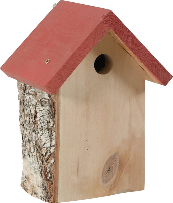 Nid oiseaux du jardin bois massif 17mm hut d28 19x16x25cm rouge Zolux