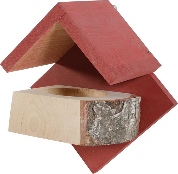Mangeoire oiseaux du jardin bois 17mm hut m 250x165x275mm rouge Zolux