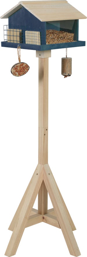 Mangeoire oiseaux du jardin sur pied flora xl 54x54x140cm marine Zolux