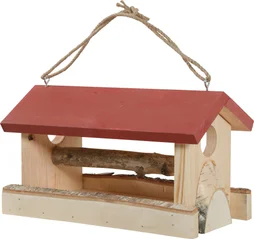 Mangeoire oiseaux du jardin bois 17mm hut xl 360x225x245mm rouge Zolux