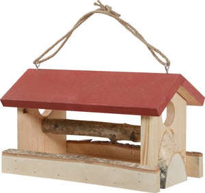 Mangeoire oiseaux du jardin bois 17mm hut xl 360x225x245mm rouge Zolux